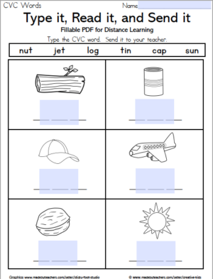 cvc words fillable worksheets for distance learning made by teachers