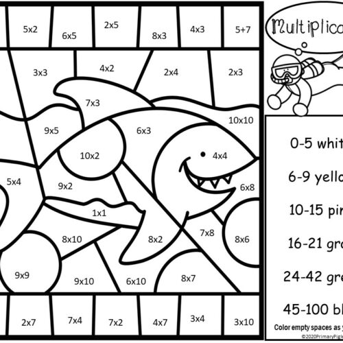 color by number multiplication ocean set made by teachers