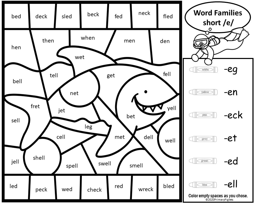 Color By Word Families Ocean Set Made By Teachers