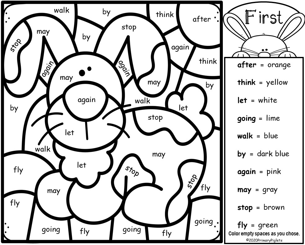 Color By Sight Words First Grade Second Grade Third Grade Pets BUNDLE
