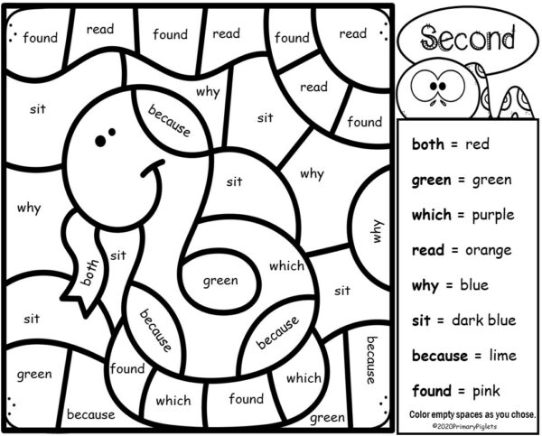 Color by Sight Words First Grade Second Grade Third Grade Pets BUNDLE