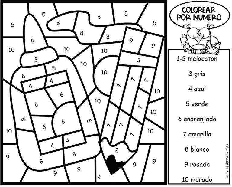 BACK TO SCHOOL COLOR BY NUMBER IN SPANISH Made By Teachers