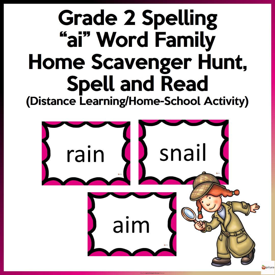 Distance Learning Grade 2 Ai Word Family Spelling Home Scavenger Hunt