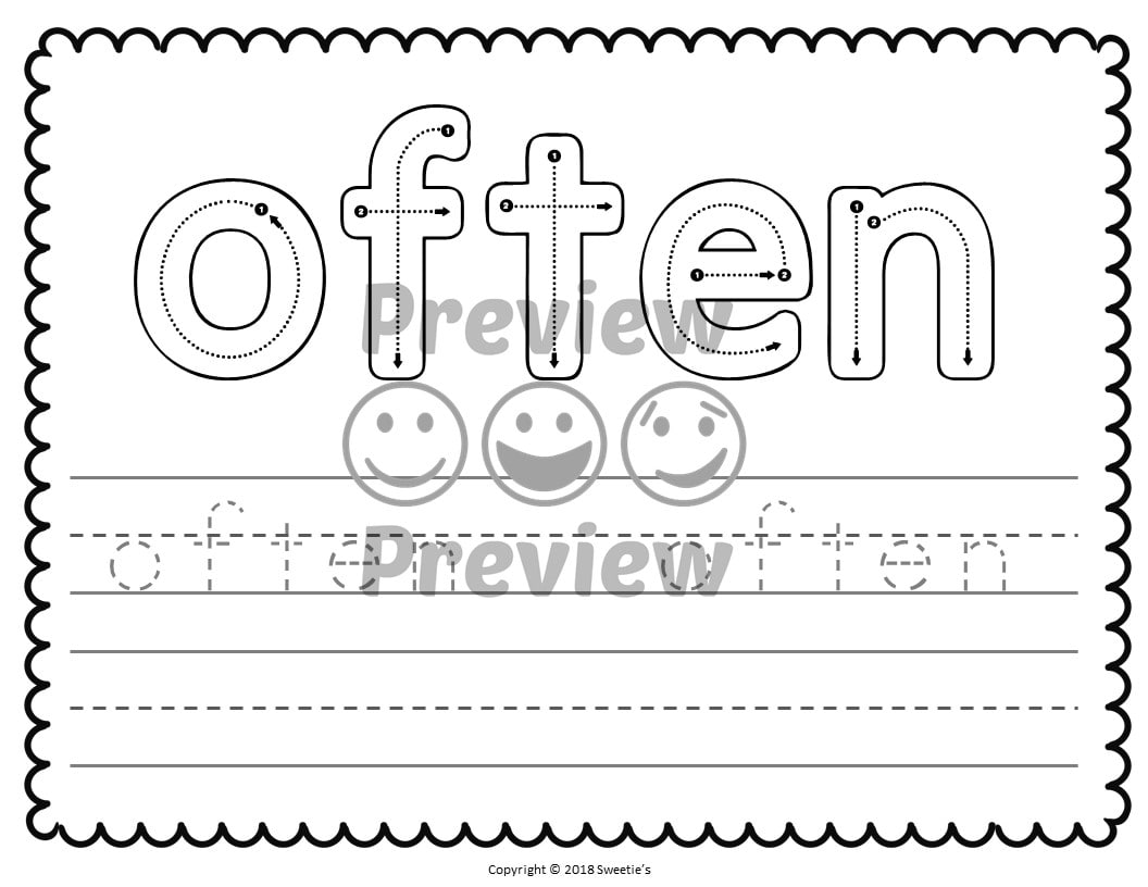 Trace and write sight words fry 3rd 100 made by teachers