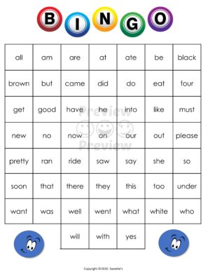 Sight Words Bingo Kindergarten | Made By Teachers