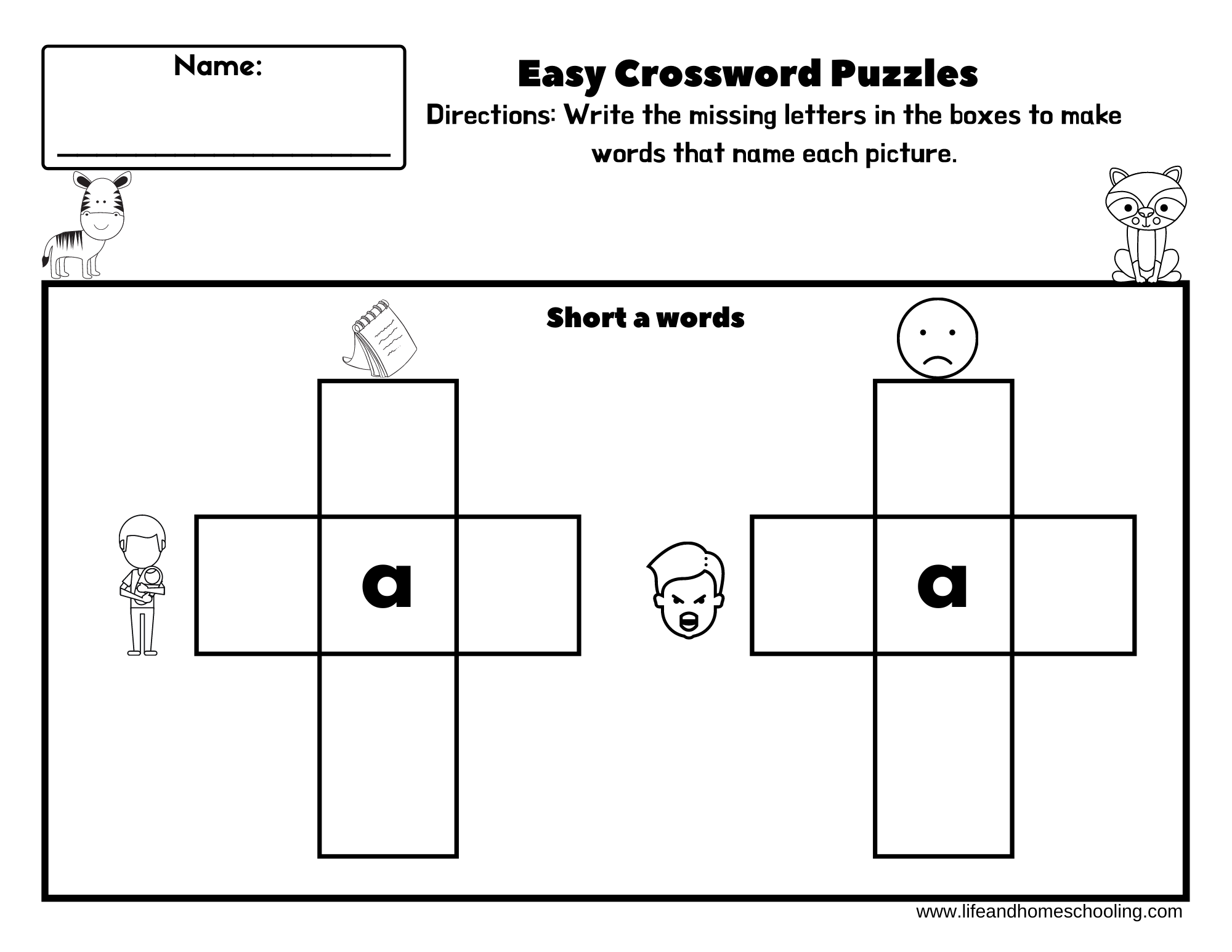 Easy Crossword Puzzles cvc Rhymes Made By Teachers