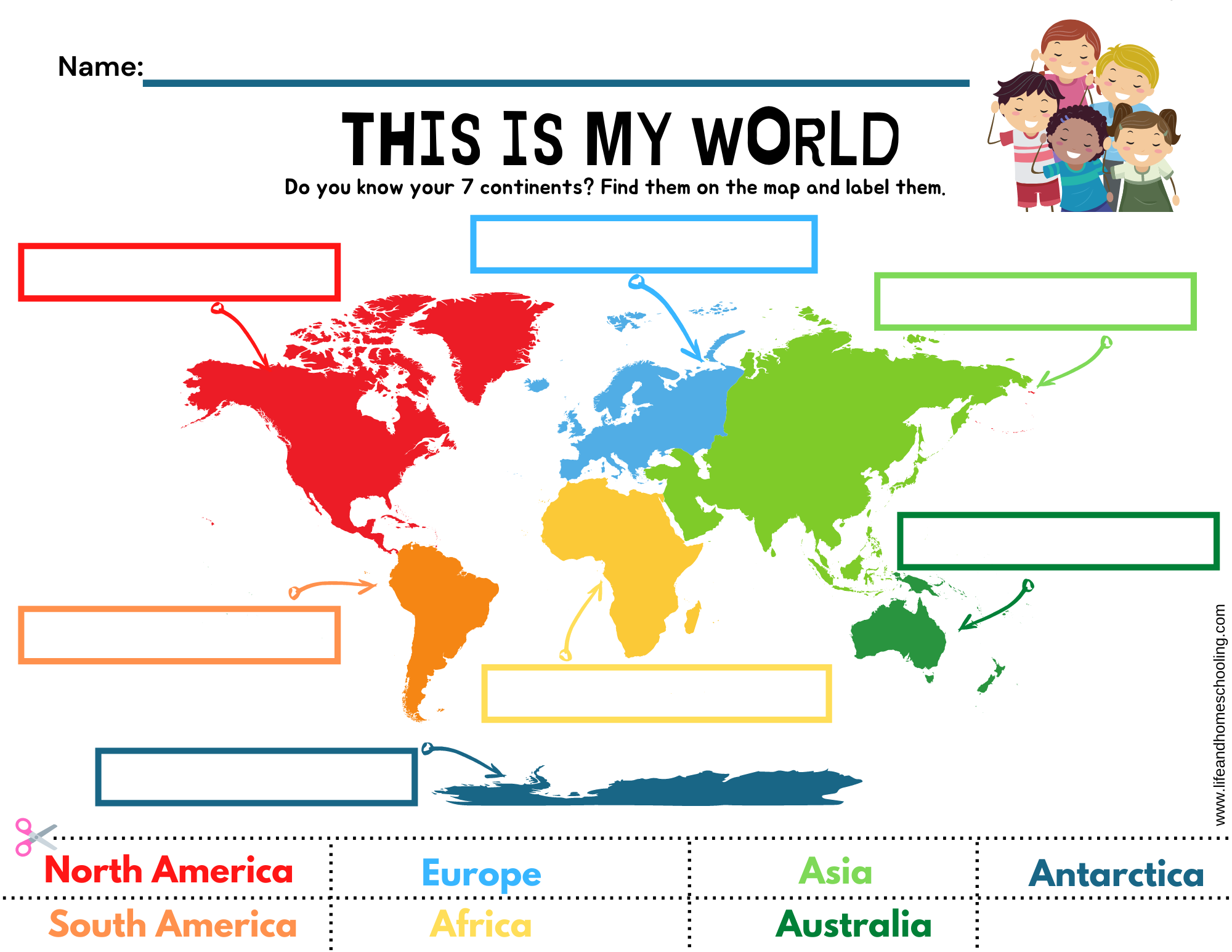 Continents Of The World Worksheet