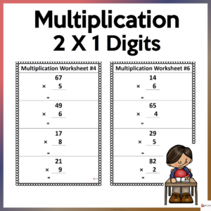 2 x 1 Multiplication Worksheets