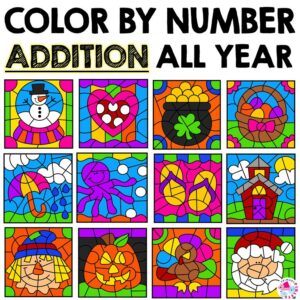 Addition Color By Number Worksheets