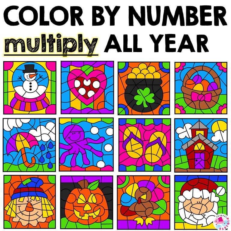 MULTIPLICATION COLOR BY NUMBER ALL YEAR BUNDLE Made By Teachers
