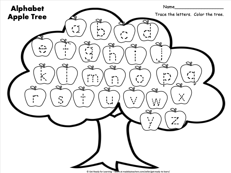 Free Alphabet Worksheets Apple Tree Made By Teachers