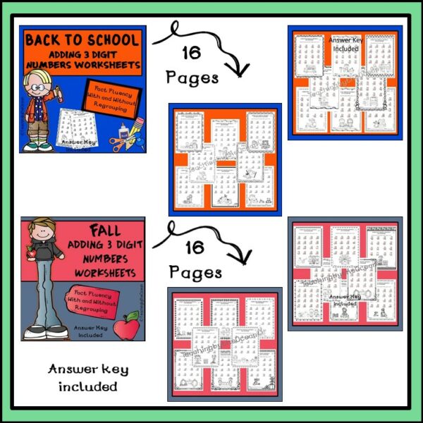 adding 3 digit numbers worksheets all year bundle madebyteachers