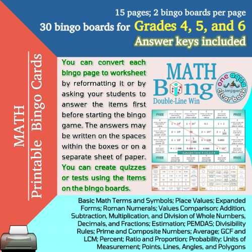 Triple-Line Math Bingo for Grades 2, 3, and 4 - Made By Teachers