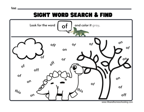 Sight Words Printable Worksheets (Dinosaur)) - Made By Teachers