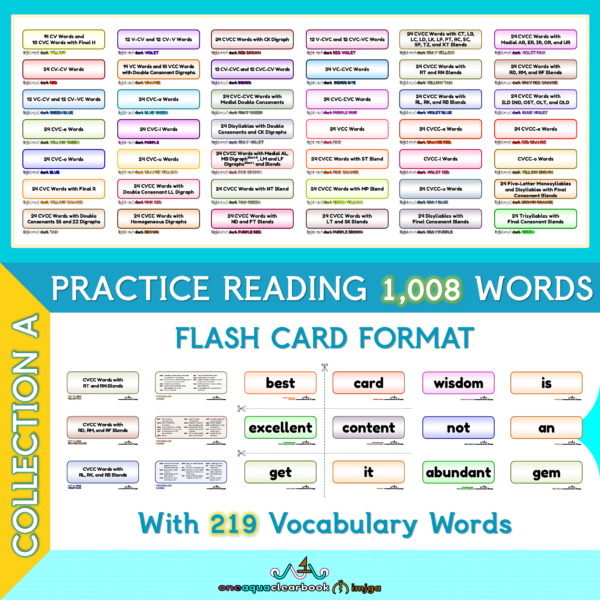 Reading Flash Cards Collection A (1,008 Words) Made By Teachers