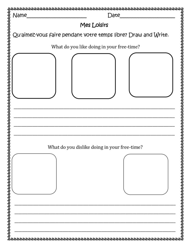 les loisirs french free time activities worksheets for distance