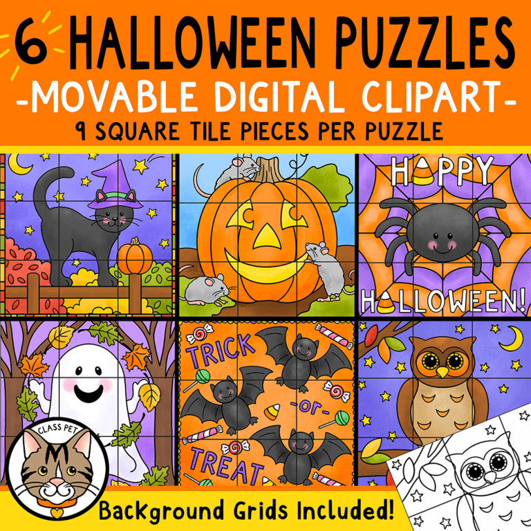 Digital Movable Clipart Puzzle Pieces 6 Halloween Puzzles Made By