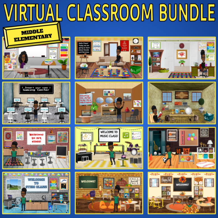 Virtual Classrooms Bundle for Middle Elementary Made By Teachers
