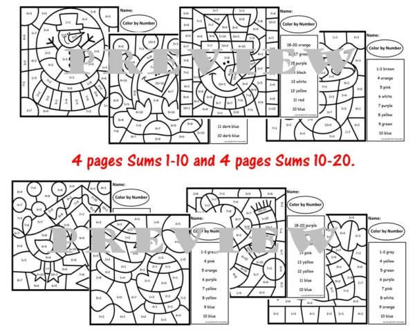 Color by Number Seasons All Year Math Facts Bundle - Made By Teachers