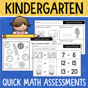 Kindergarten Math Worksheets Assessments