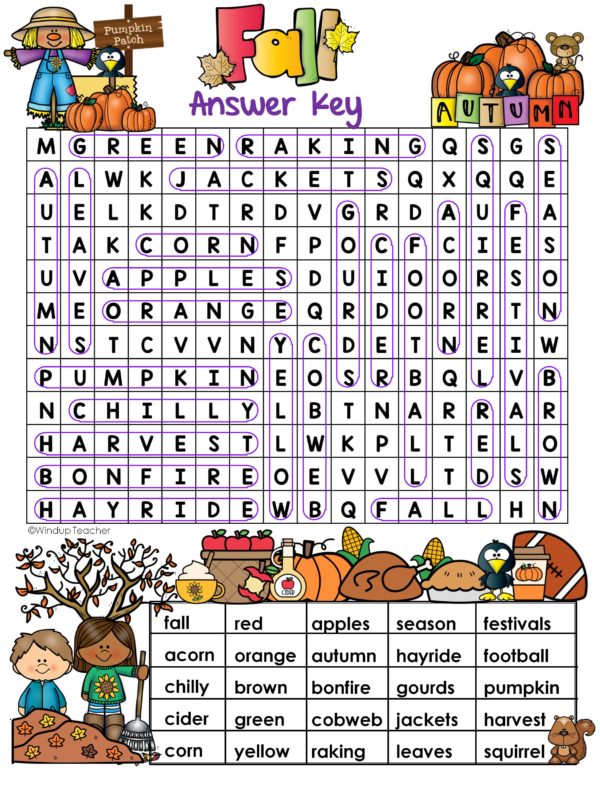 Fall Word Search | EASY Puzzle | Ready to Go! - Made By Teachers