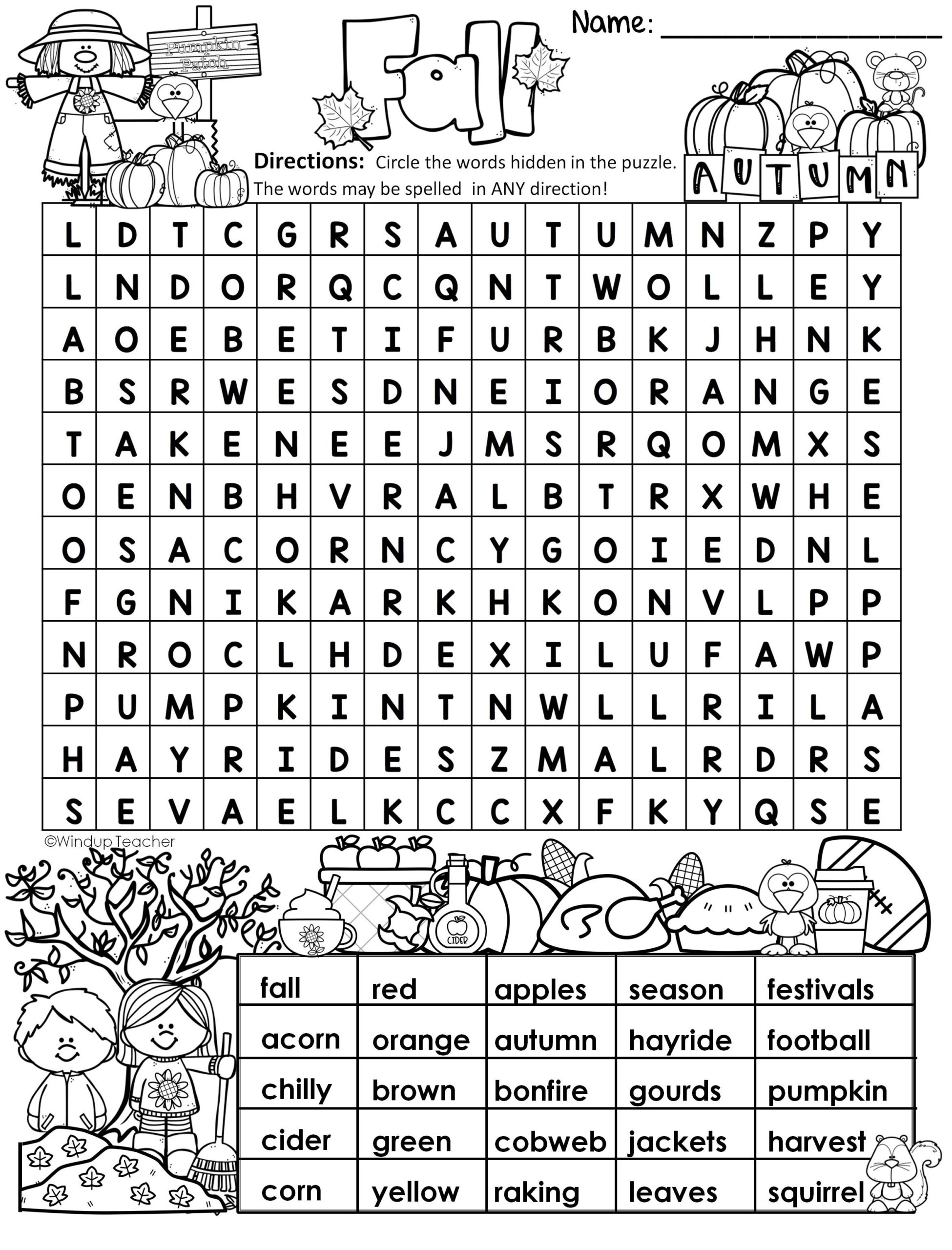 Fall Word Search | HARD Puzzle | Ready to Go! - Made By Teachers