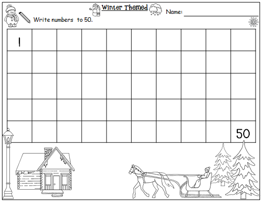 winter themed writing and tracing numbers 1 50 made by teachers