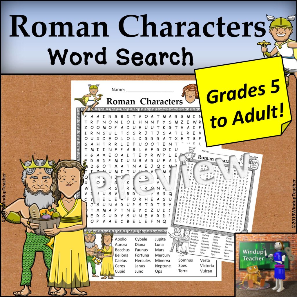 Roman Gods Goddesses Word Search -Grades 5&amp;UP | Made By Teachers