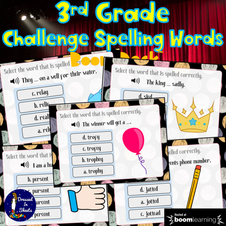 3rd Grade Challenge Spelling Words BOOM Cards | Distance Learning ...
