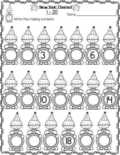 new year themed missing numbers worksheets 1 20 made by teachers