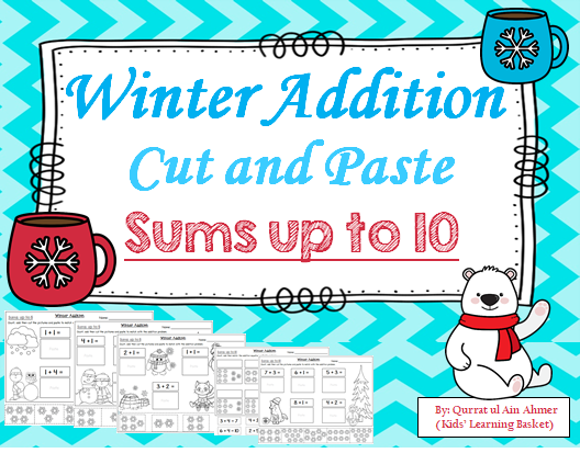 Winter Addition Cut and Paste---Sums up to 10