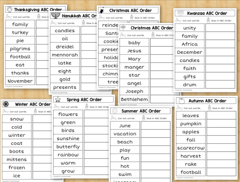 ABC Order Alphabetical Order Worksheets Whole Year - Made By Teachers