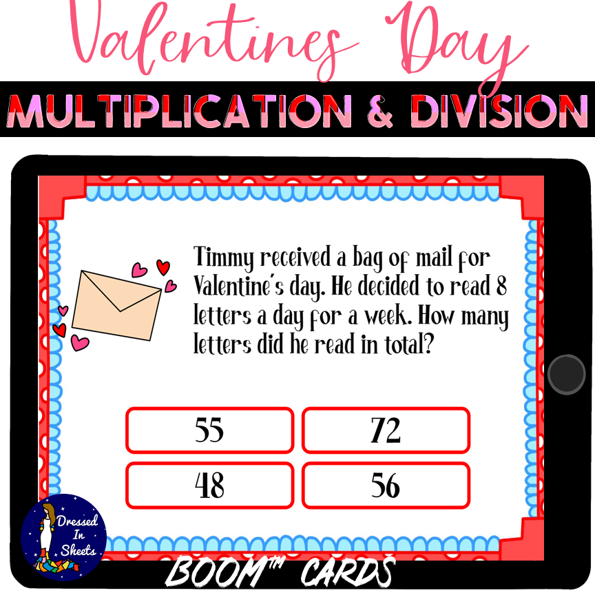 Valentine's Day Word Problems Multiplication and Division
