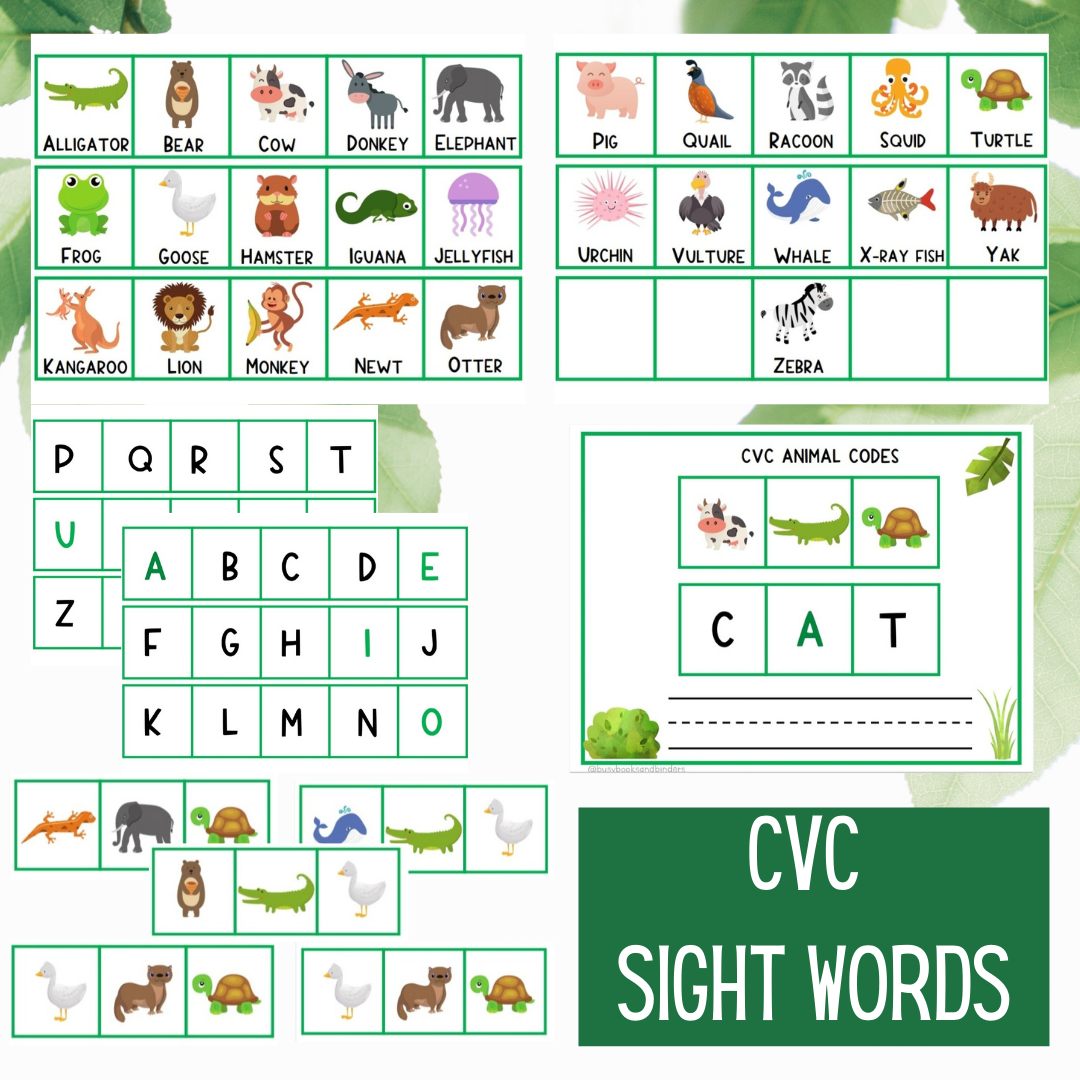 CVC Sight Word Activity (Animal Edition)