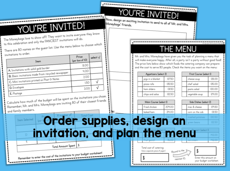 PLAN A PARTY Project Based Learning PBL Math | Made By Teachers