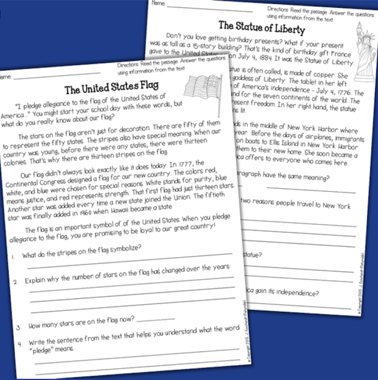 American Symbols Worksheets Reading Passages - Made By Teachers
