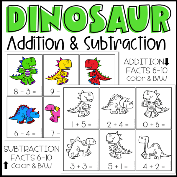 Dinosaur addition and subtraction facts to 10 - Made By Teachers