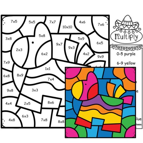 Cinco de Mayo Color by Number Multiplication | Made By Teachers