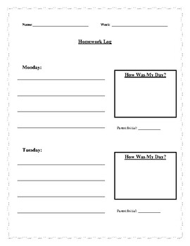 Elementary Homework Log