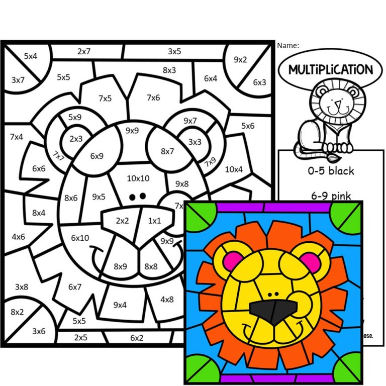 Color by Number Multiplication Safari Zoo Animals | Made By Teachers