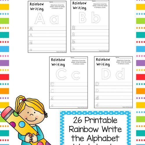 alphabet rainbow writing worksheets preschool k made by teachers