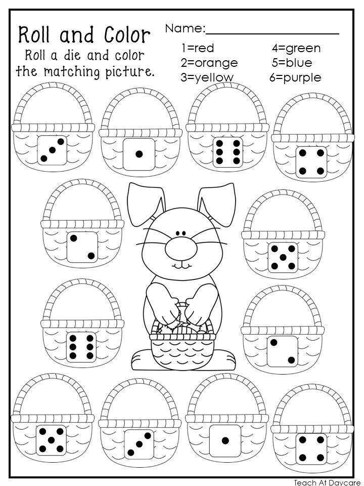 20 printable roll and color numbers worksheets made by teachers