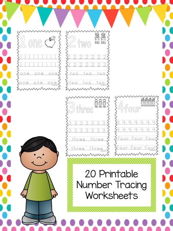 20 Printable Numbers 1-20 Tracing Worksheets
