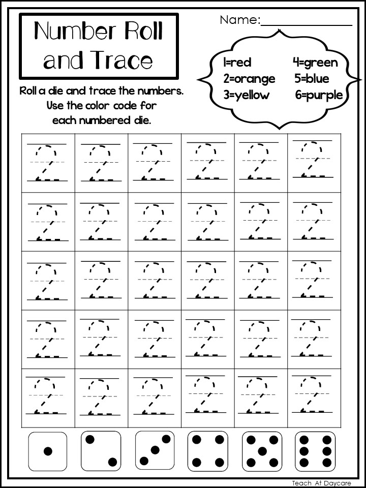 101 printable number roll and trace worksheets made by teachers