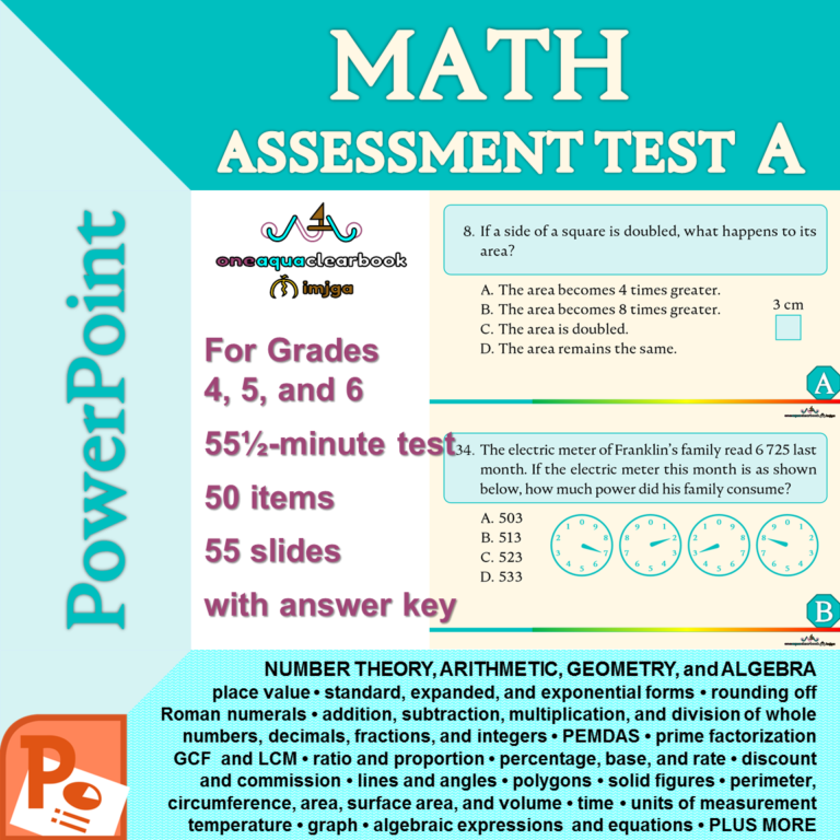 Math Assessment Test A (PPTX) for Grades 4, 5 & 6 - Made By Teachers