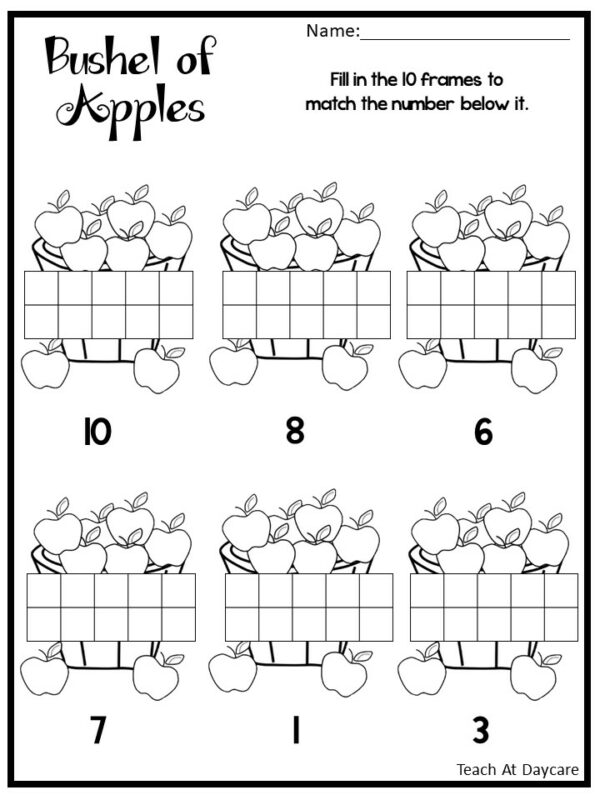 12 Printable Apple Ten Frame Worksheets - Made By Teachers