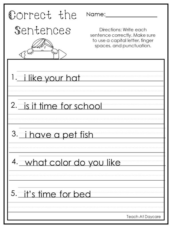 10 Printable Correct the Sentences Worksheets - Made By Teachers