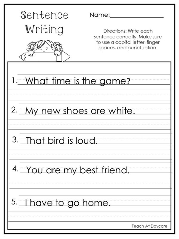 10 Printable Write the Sentence Worksheets. | Made By Teachers