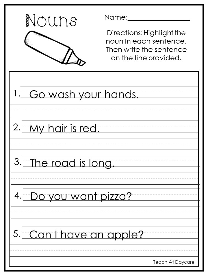 10 printable highlight the nouns worksheets made by teachers
