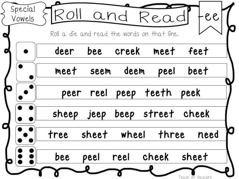 10 Roll And Read Special Vowels And Double Vowels Made By Teachers